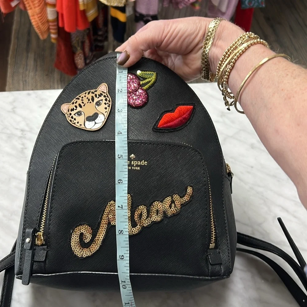 Kate Spade Black Meow Backpack Bookbag - Picture 10 of 12